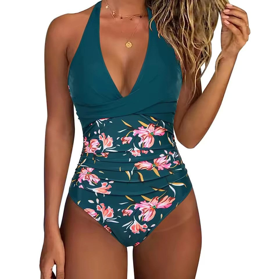 Maillot de Bain Une-Pièce à Col Halter pour Femme